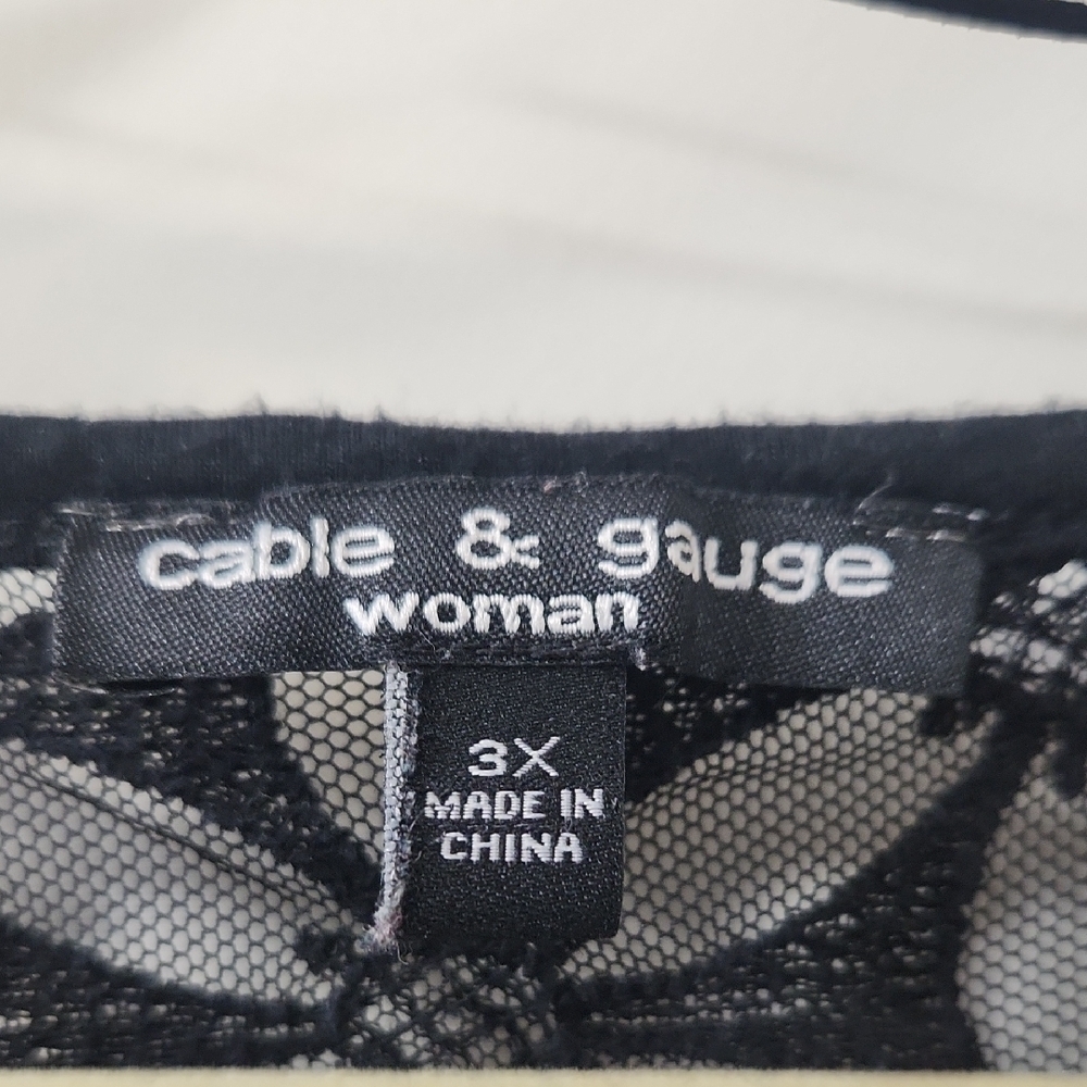 Cable & Gauge Black Lace Accent Blouse - 3X - Picture 2 of 8
